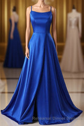 A-Line Semi Formal Prom Dresses Side Split Evening Dresses